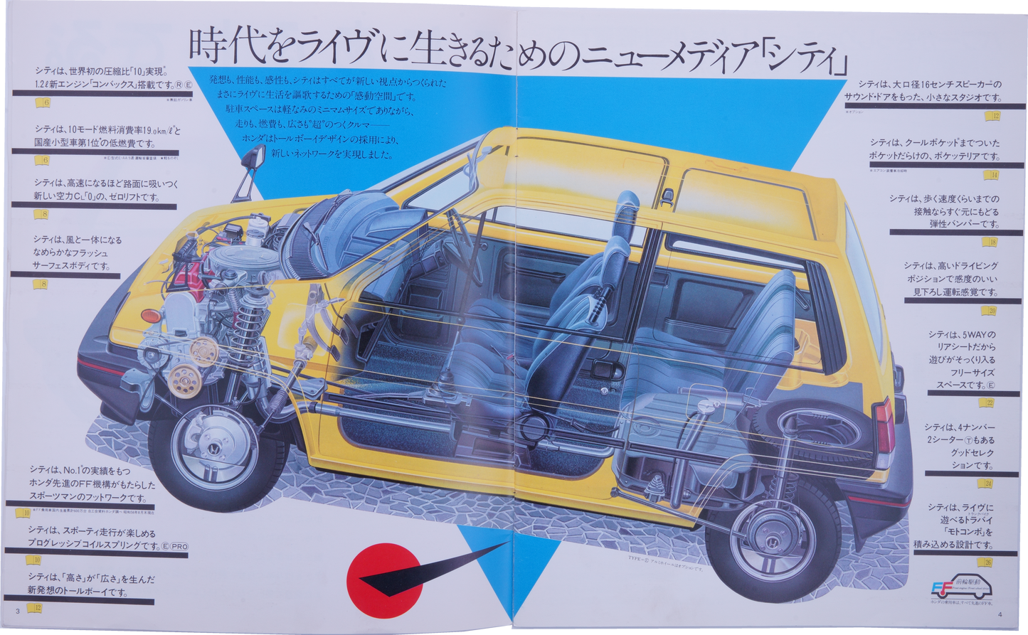 Brochure publicitaire japonaise Honda City livret + info sur Motocompo