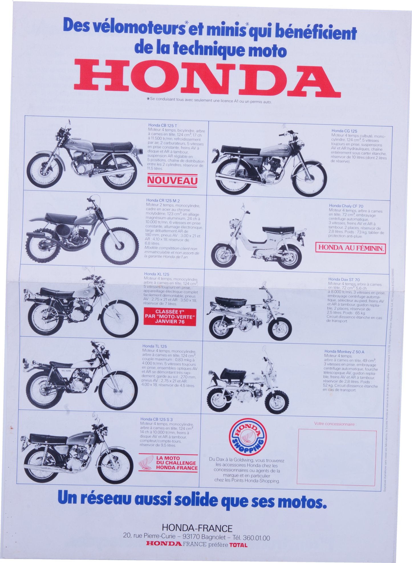 Brochure publicitaire francaise Honda avec game francaise  + DAX