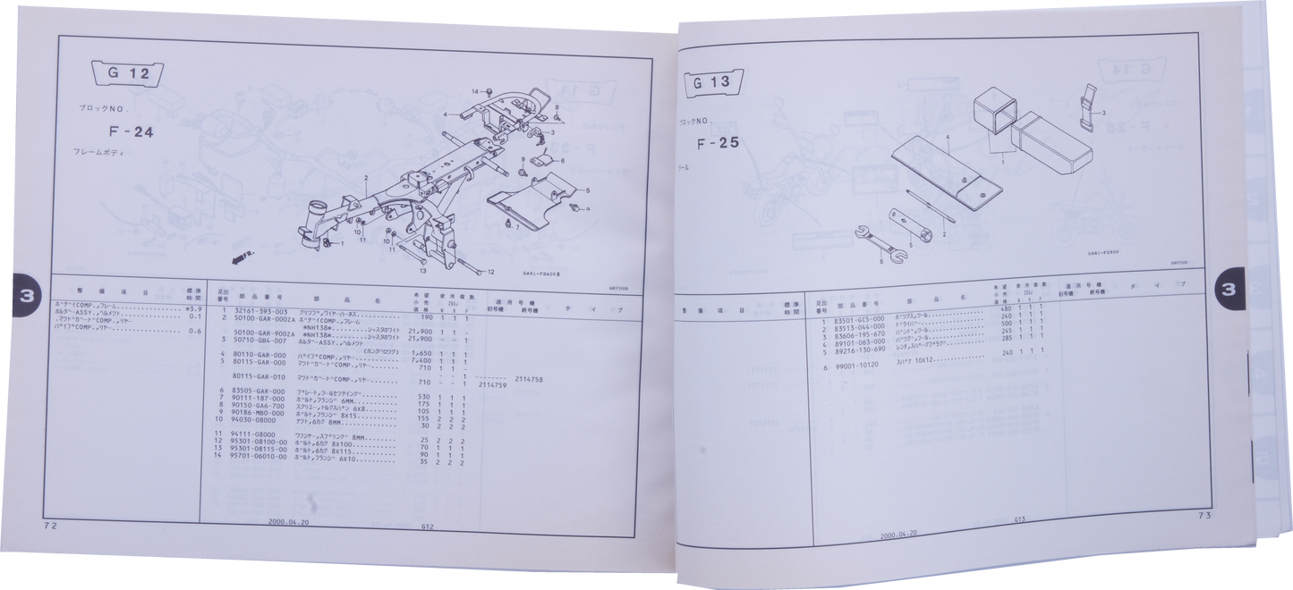 Manuel piece détaché Honda Monkey Serie Baja Z50JM 2 modeles RARE