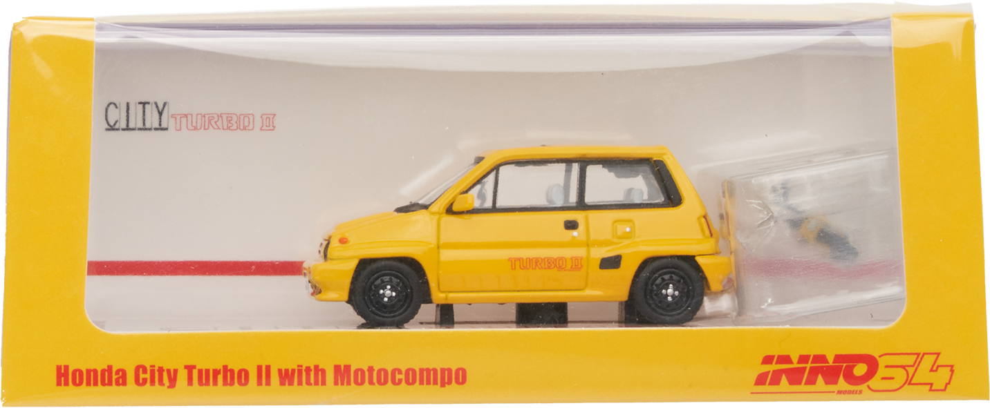 Voiture Honda City turbo 2 jaune +  Motocompo 81